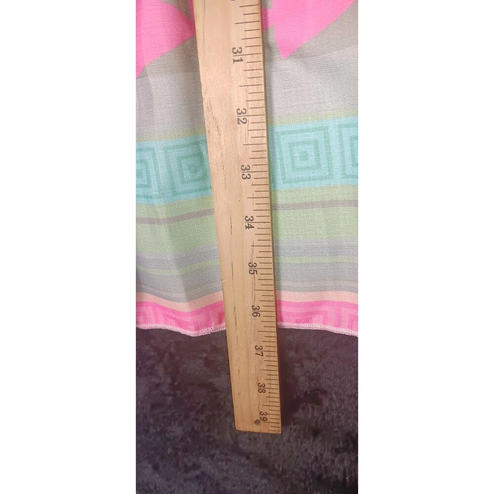 Boho Linen Blend Tiered Bell Sleeve Tunic Dress Small Aztec Geometric Lagenlook - Picture 10 of 11